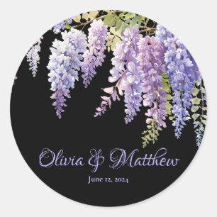 Purple lavender watercolor floral wisteria lilac classic round sticker