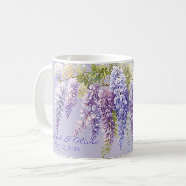 Purple lavender watercolor floral wisteria lilac  coffee mug (Front Left)