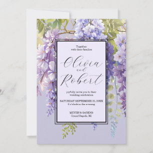 Purple lavender watercolor floral wisteria lilac  invitation