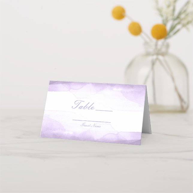 Purple Lavender Watercolor Table Number Seating Place Card (Front)