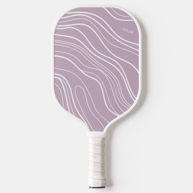 Purple Lavender Wave Modern Personalised Pickleball Paddle (Front)