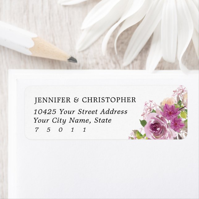 Purple Lavender Wedding Return Address Labels (Insitu)
