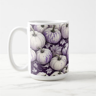PURPLE LAVENDER WHITE FALL PUMPKINS COFFEE MUG
