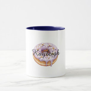 Purple Lavender White Floral Doughnut Mug
