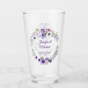 Purple Lavender White Floral Wedding Keepsake Glass