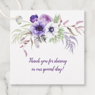 Purple Lavender White Floral Wedding Square   Favour Tags