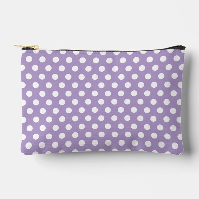 purple lavender White polka dots retro pattern Accessory Pouch (Front)