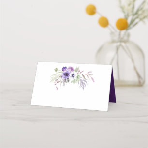 Purple Lavender White Watercolor Flowers Place Card