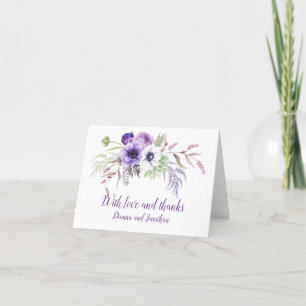 Purple Lavender White Wedding Thank You Card