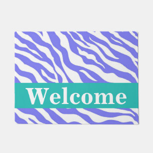 Purple Lavender White Zebra Skin Pattern Welcome Doormat