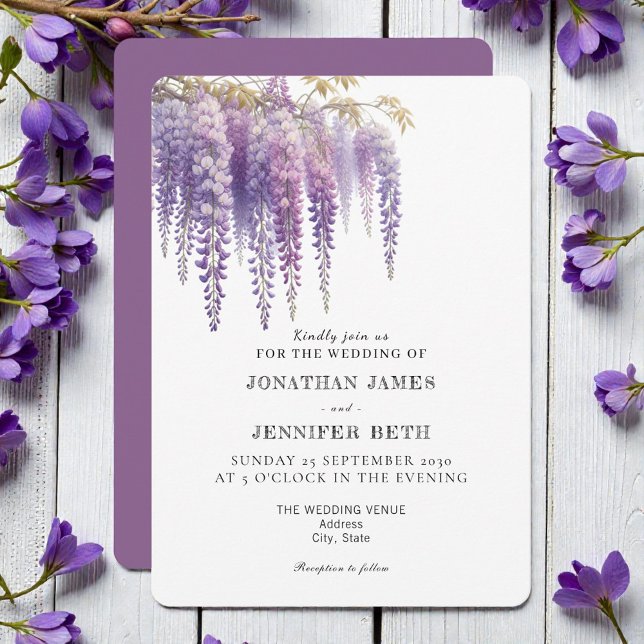 Purple Lavender Wisteria Floral Wedding Invitation (Creator Uploaded)
