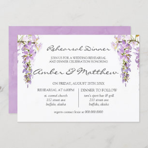 Purple Lavender Wisteria Rehearsal Dinner Invitation
