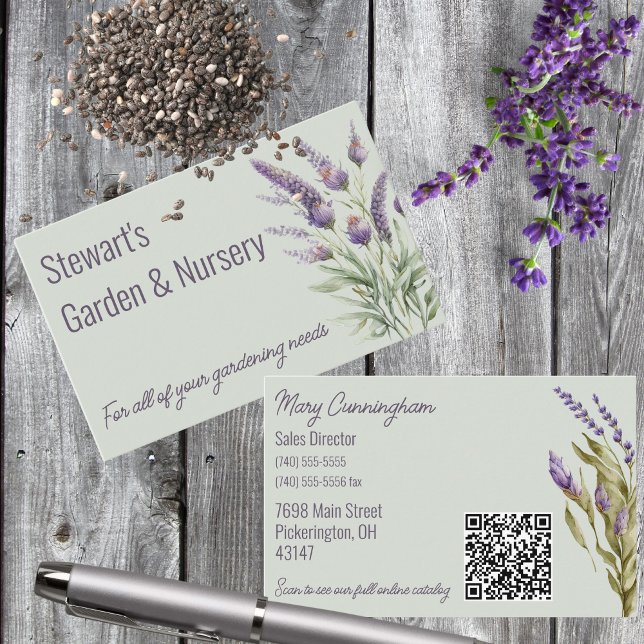 Purple Lavender with QR Code Business Card (Creator Uploaded)