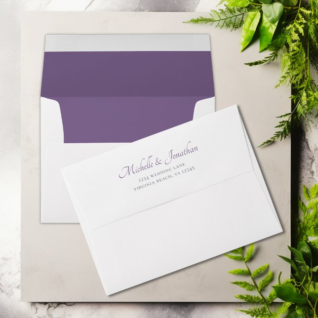 Purple Lavender with Return Address Wedding Envelope (Purple Lavender with Return Address Wedding Envelope)