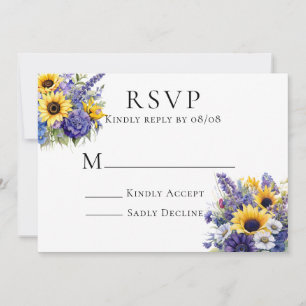 Purple Lavender with Sunflowers RSVP Cards