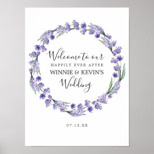 Purple Lavender Wreath Wedding Poster