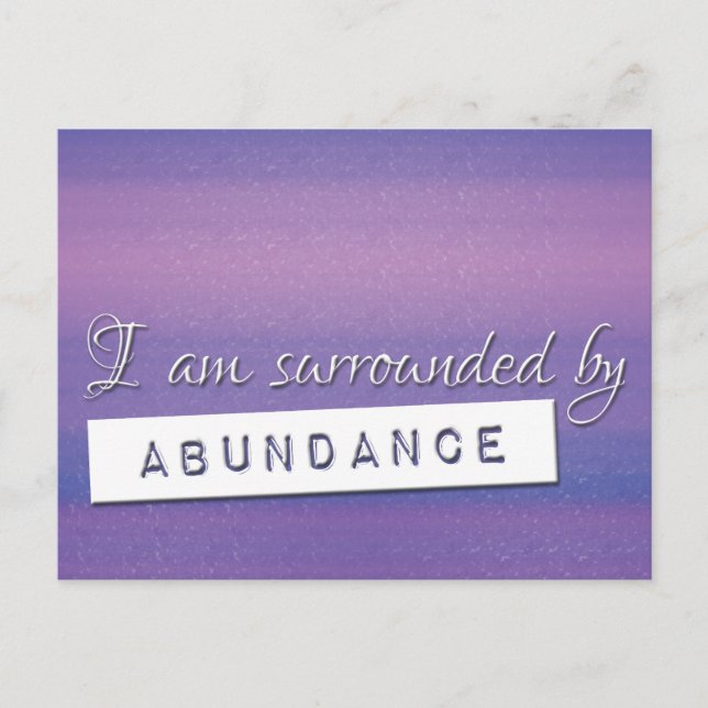 Purple Law of Attraction Abundance Affirmation Postcard (Front)