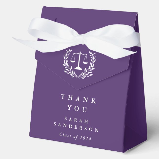 Purple Law Scales+Laurel Wreath Graduation Favour Box (Front)