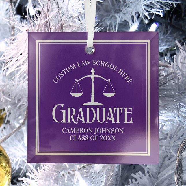 Purple Law School Graduation Christmas Glass Tree Decoration (Creator Uploaded)