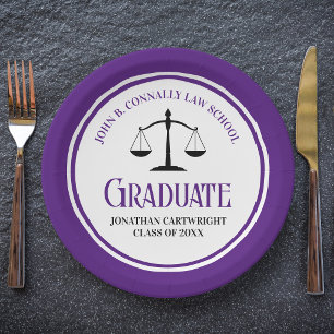 Purple Law School Graduation Party Personalised Paper Plate