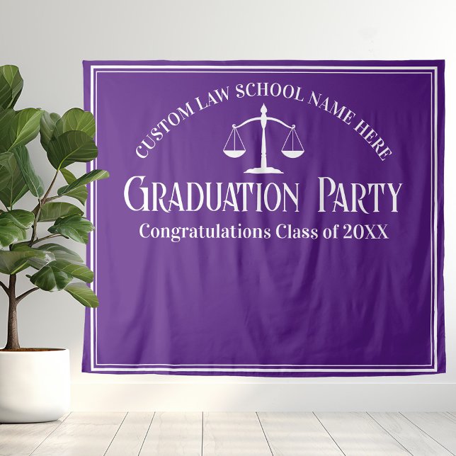 Purple Law School Graduation Party Photo Booth Tapestry (Creator Uploaded)