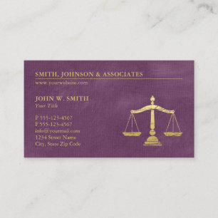 Purple Lawyer Scales of Justice Appointment Card