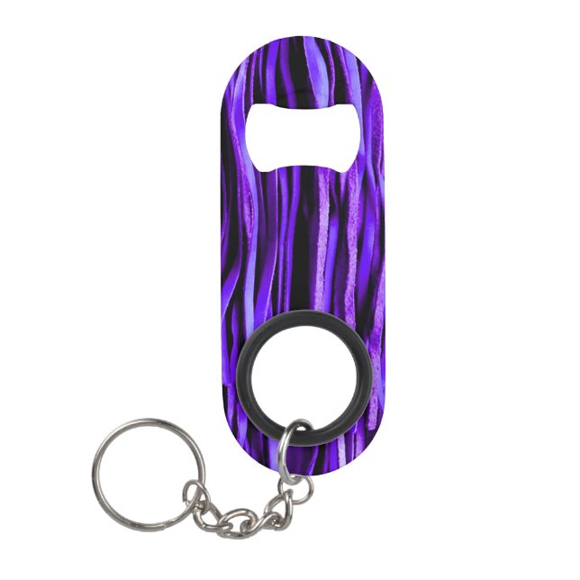 Purple Leather Fringe Bottle Opener Keychain (Front)