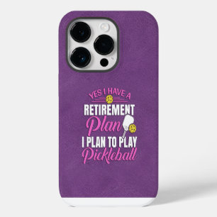 Purple Leather Funny Pickleball iPhone 14 Pro Case