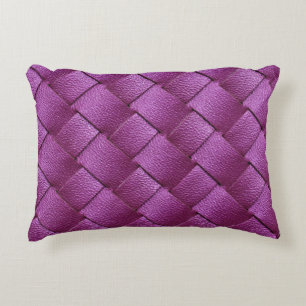 Purple Leather, Woven Texture Background. Decorative Cushion