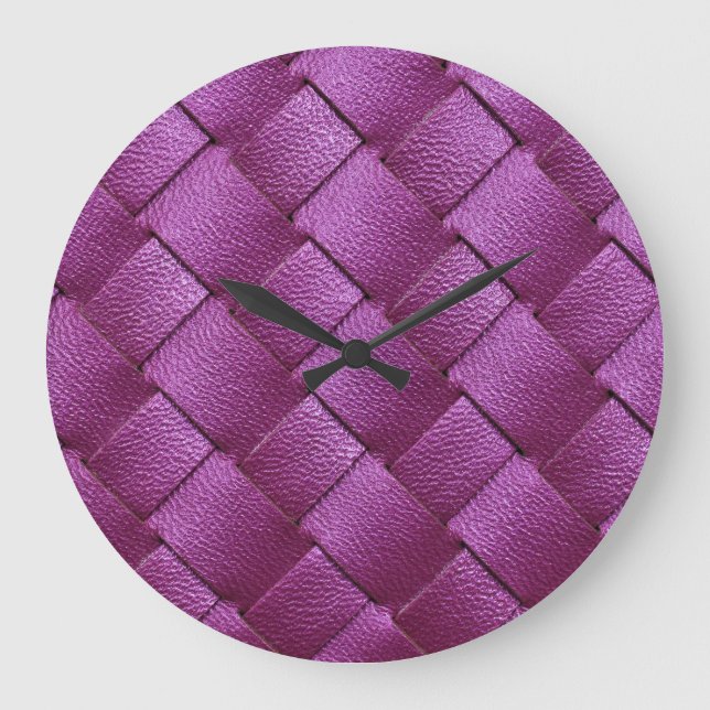 Purple Leather, Woven Texture Background. Large Clock (Front)