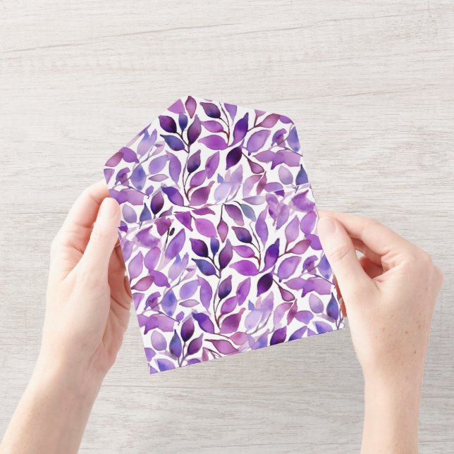 Purple Leaves All In One Invitation (Opening)