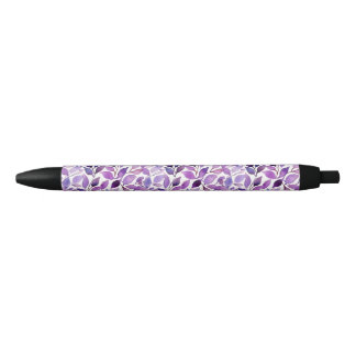 Purple Leaves Black Ink Pen