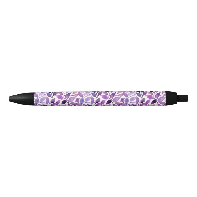 Purple Leaves Black Ink Pen (Front)