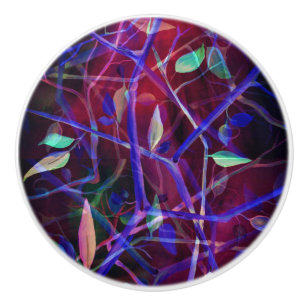 Purple Leaves - elegant vintage design Ceramic Knob