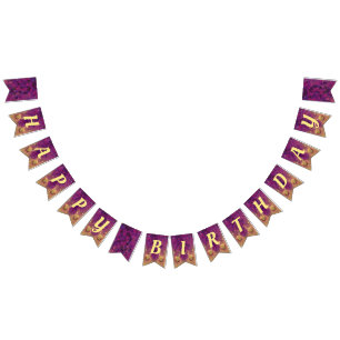 Purple Leaves Fairy Birthday Party Bunting