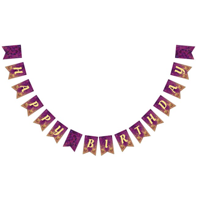 Purple Leaves Fairy Birthday Party Bunting (All)