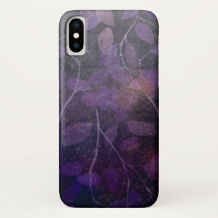 purple leaves on black iPhone x case