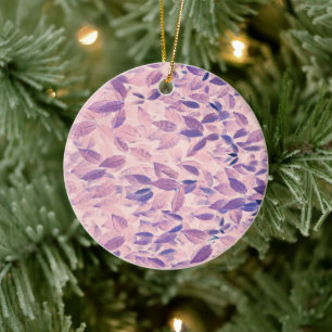 Purple leaves pattern ceramic ornament