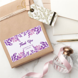 Purple Leaves Wedding Theme Rectangular Sticker