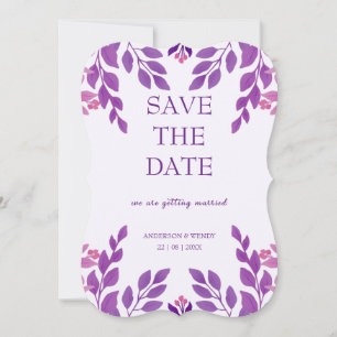 Purple Leaves Wedding Theme Save The Date