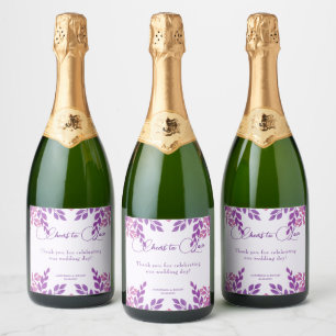 Purple Leaves Wedding Theme Sparkling Wine Label