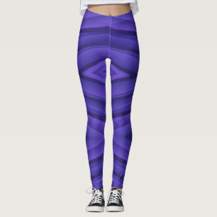 Purple leggings with a geometric striped pattern