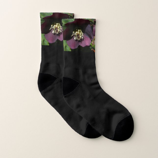 Purple Lenten Rose Socks (Pair)