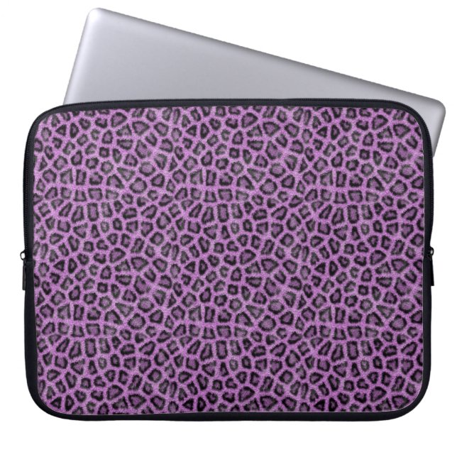 Purple leo print laptop sleeve (Front)