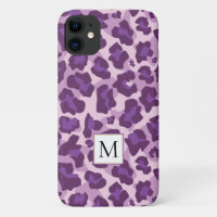 Purple leopard animal print and monogram