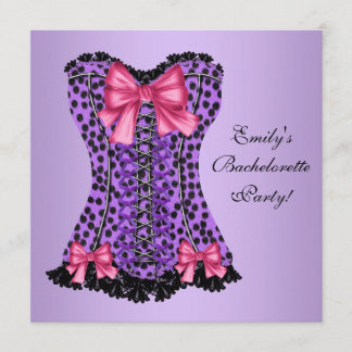 Purple Leopard Corset Bachelorette Party Invitation