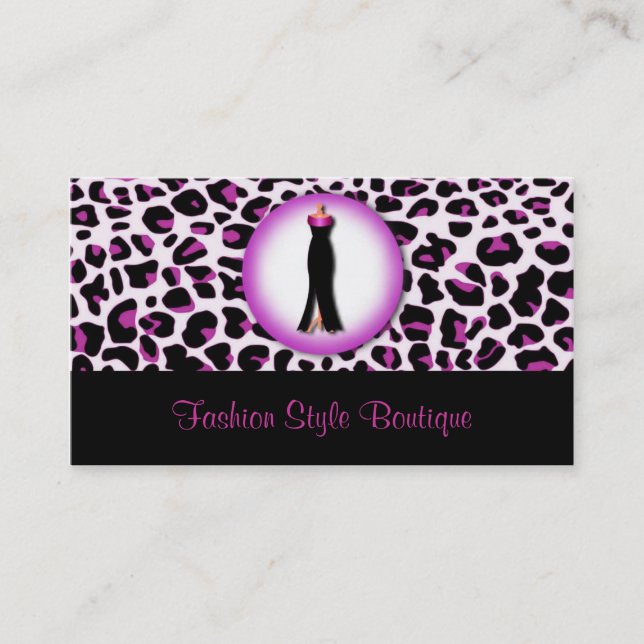 Purple Leopard Fashion Boutique Business Card (Front)