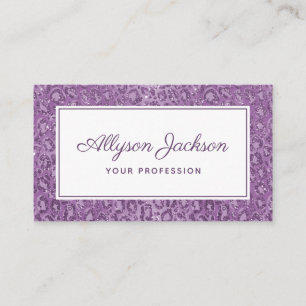 Purple Leopard Glitter Business Card