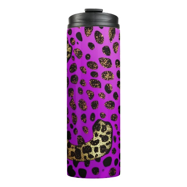 Purple Leopard Glitter Thermal Tumbler 12oz (Front)