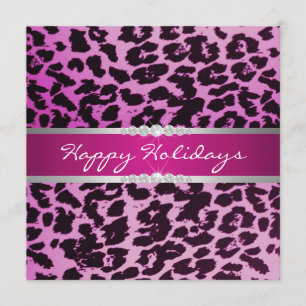 Purple leopard Holiday Invitation